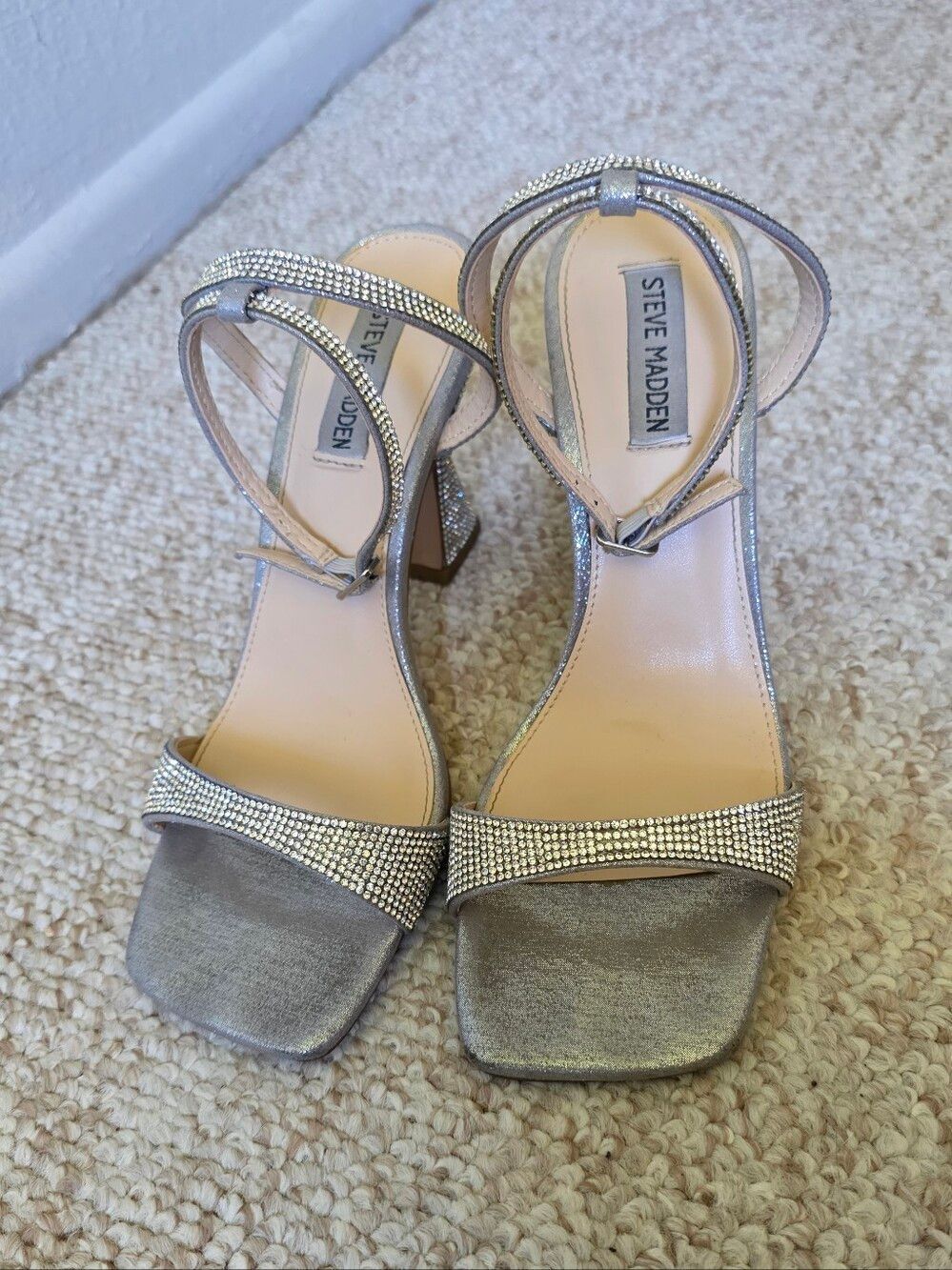 Steve Madden Lange Glam Heels Silver Rhinestones Size 8 - Picture 4 of 14